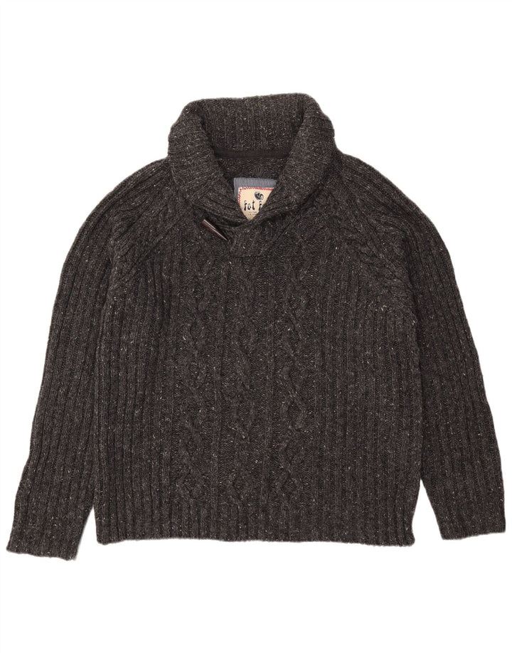 Suéter masculino Fat Face com gola xale e lã manchada cinza XL