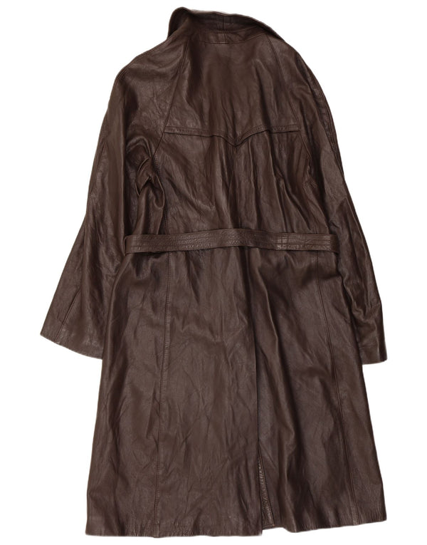 Casaco feminino VINTAGE de couro com peito duplo IT 52 2XL couro marrom