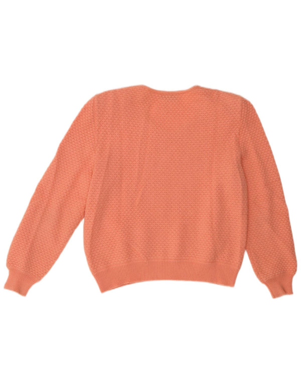 Suéter feminino vintage com gola canoa UK 12 laranja médio