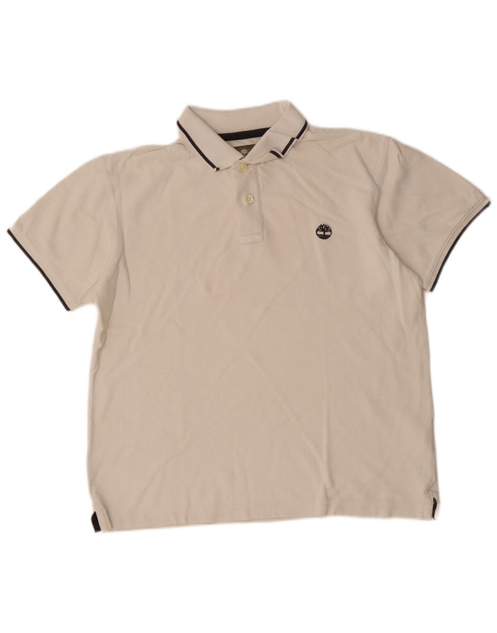 Camisa polo masculina Timberland Regular Fit médio algodão listrado branco