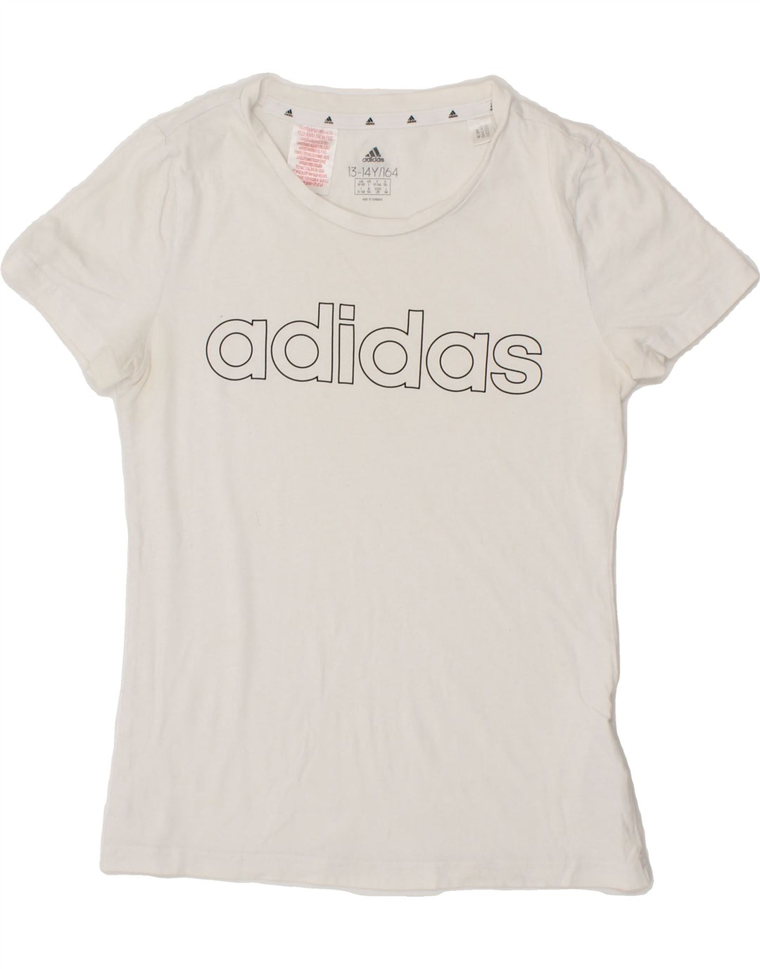 ADIDAS Boys Graphic T-Shirt Top 13-14 Years White Cotton Vintage Adidas and Second-Hand Adidas from Messina Hembry 