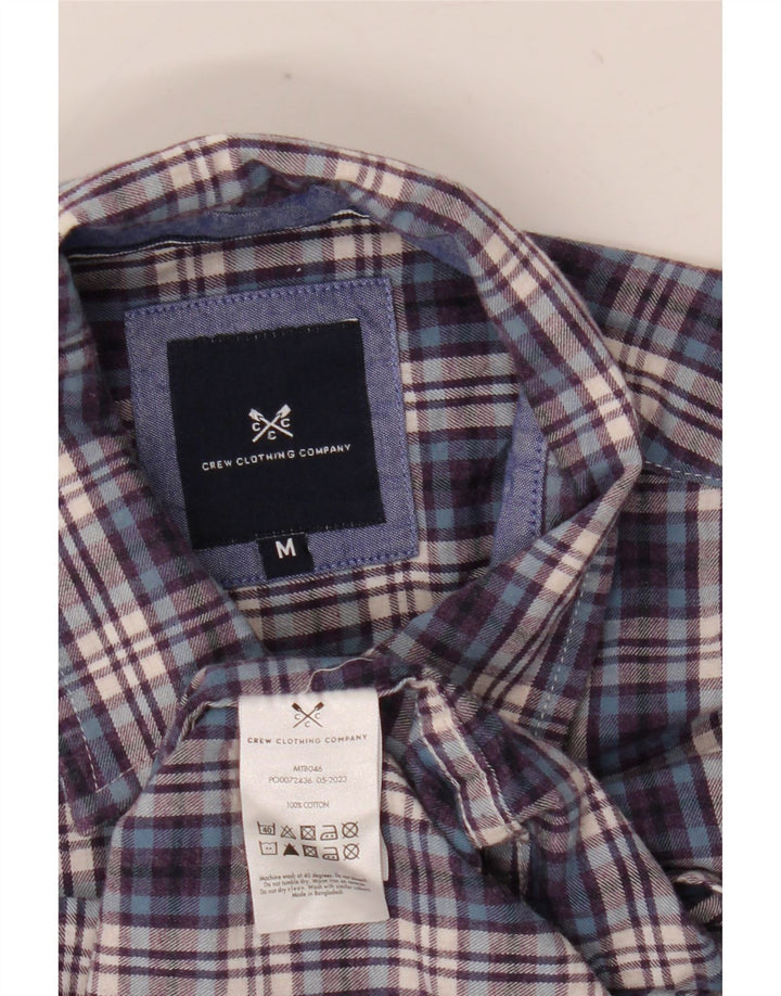 Camisa masculina de flanela Crew Clothing algodão xadrez azul marinho médio