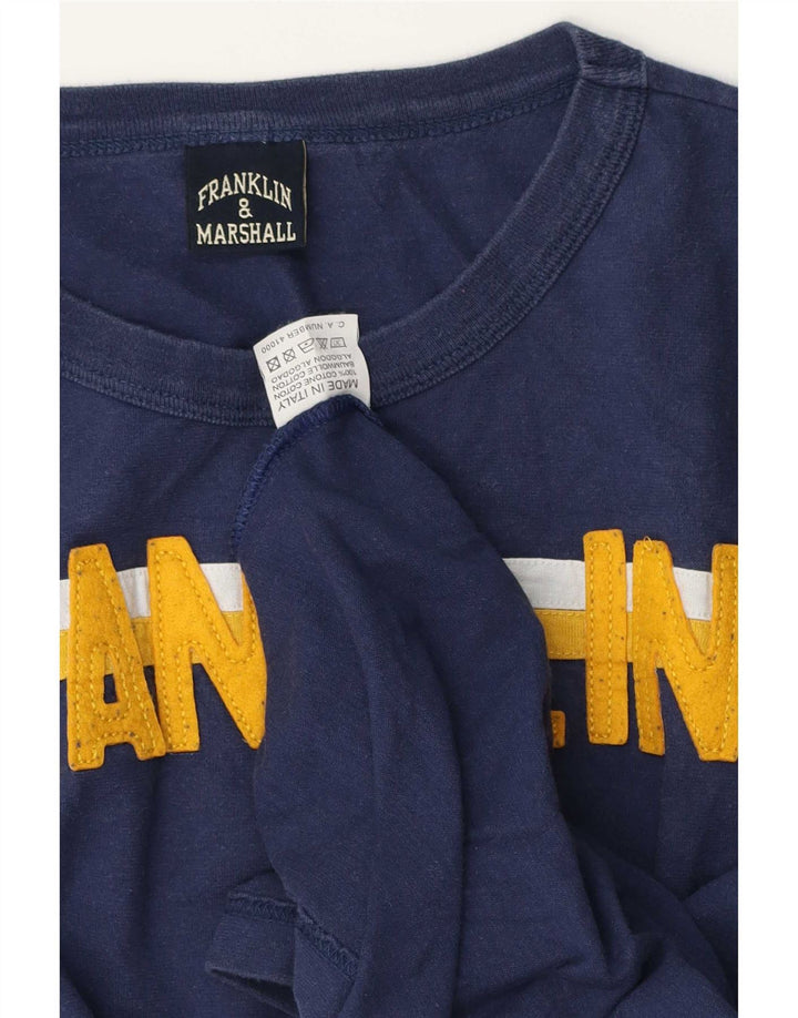 Franklin & Marshall Mens Gráfico Top Manga Longa XL Azul Marinho Colorblock