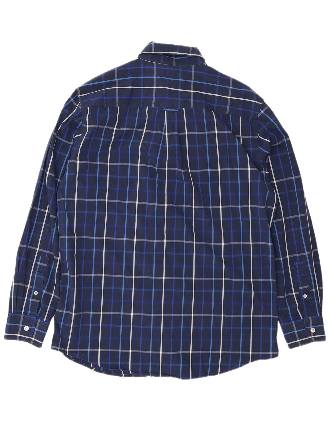 Camisa masculina Chaps Easy Care de algodão xadrez médio azul marinho