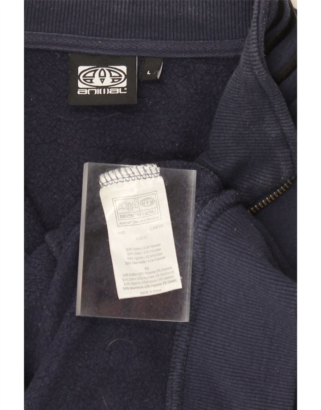 ANIMAL Mens Treino Top Jaqueta Grande Algodão Azul Marinho