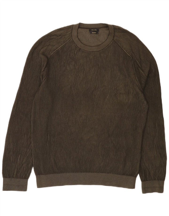 Suéter masculino Massimo Dutti com gola redonda e algodão cáqui XL