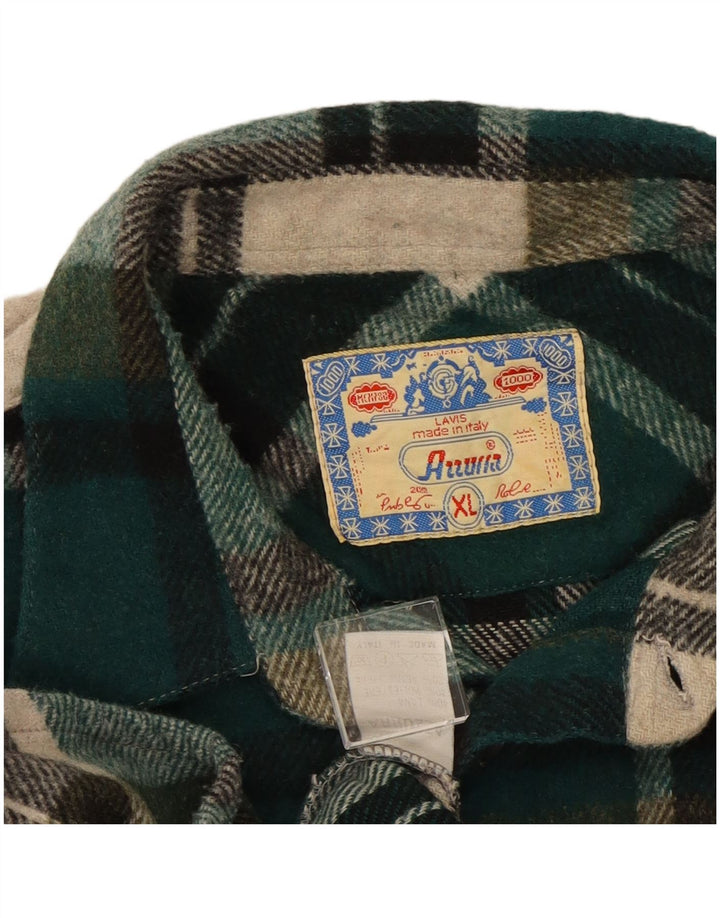 Camiseta masculina vintage XL de lã xadrez verde