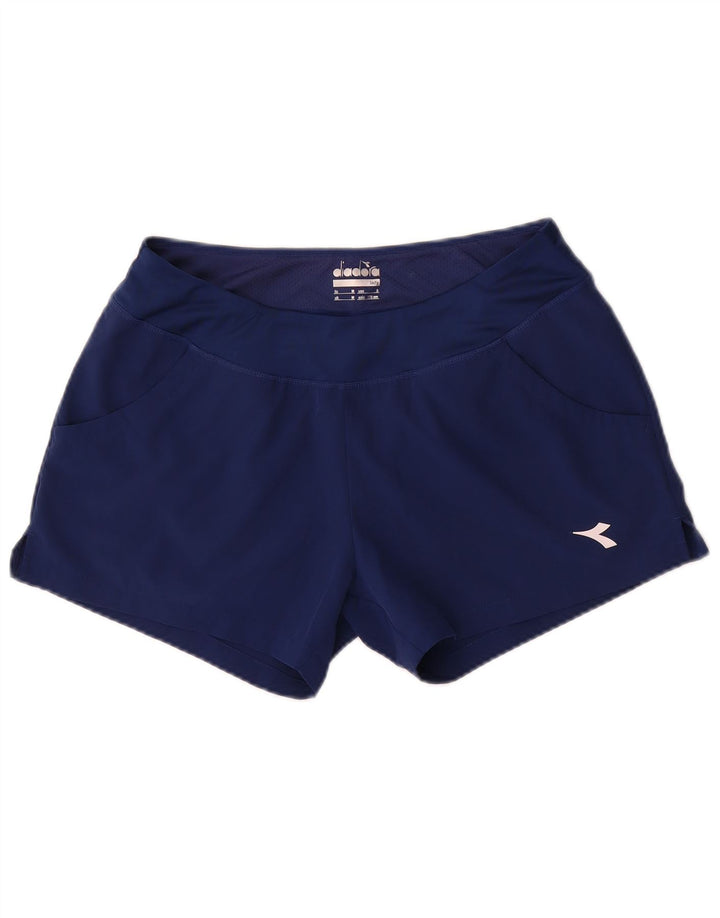 Shorts esportivos femininos Diadora UK 14 poliéster azul marinho médio