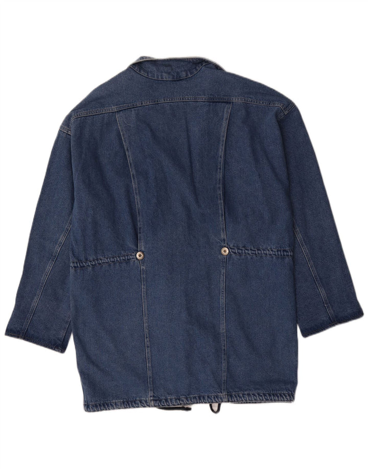 Jaqueta blazer feminina vintage longline com peito duplo Reino Unido 16 grande azul