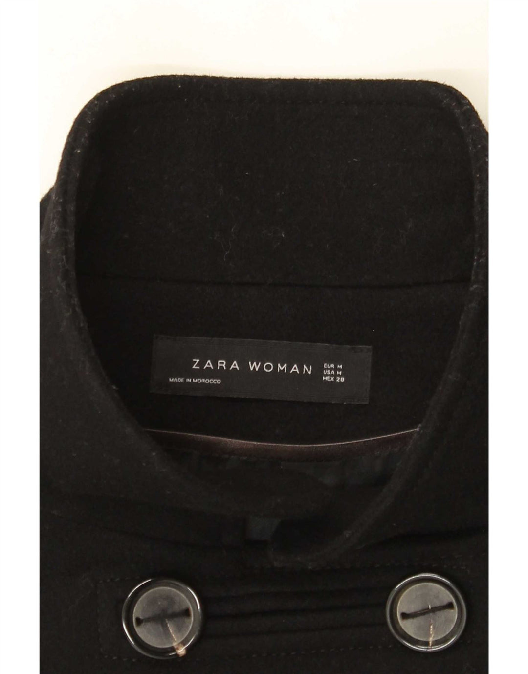 Casaco feminino Zara com peito duplo Reino Unido 14 médio preto