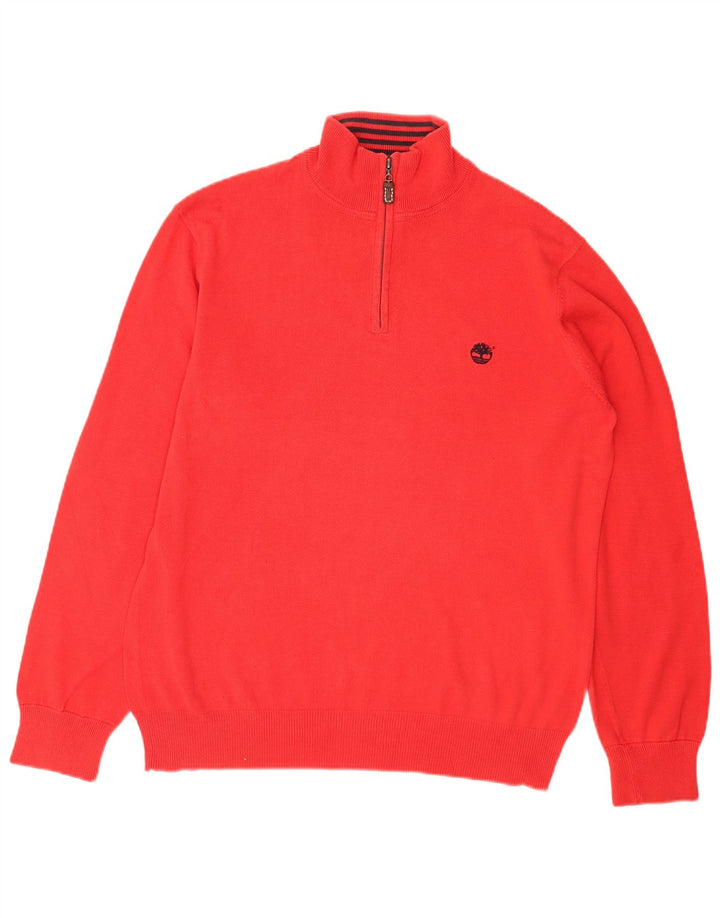 Suéter masculino Timberland Earthkeepers regular fit com zíper e gola grande vermelho