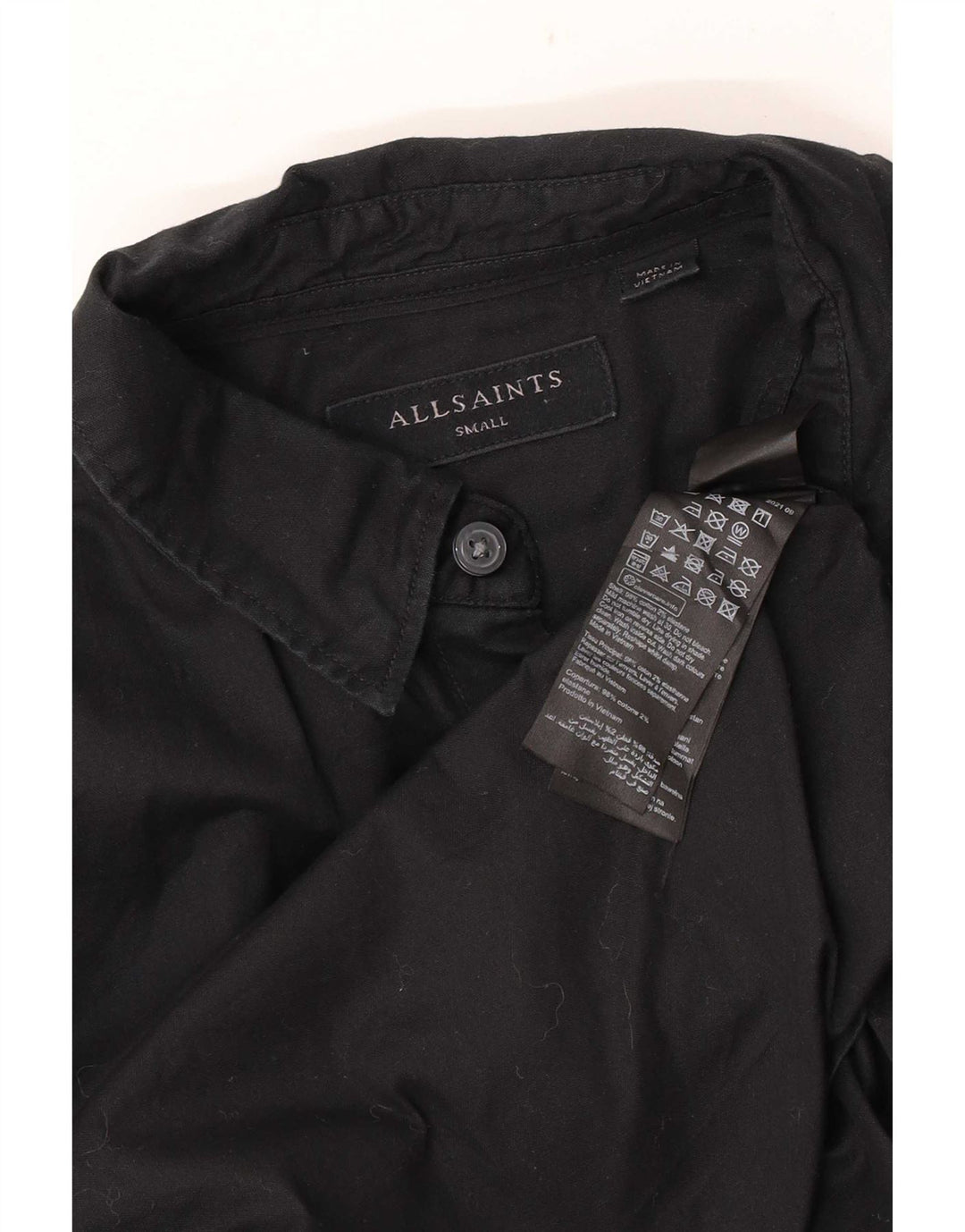 Camisa masculina All Saints pequena de algodão preto