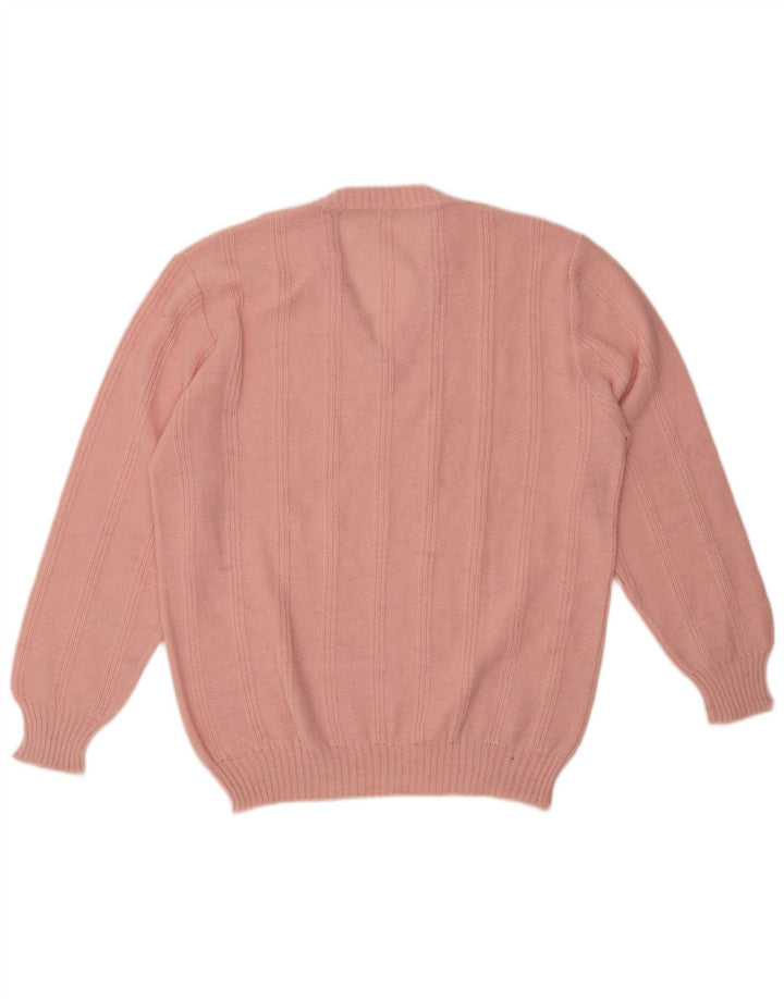 Suéter feminino VINTAGE com decote em V UK 18 XL rosa