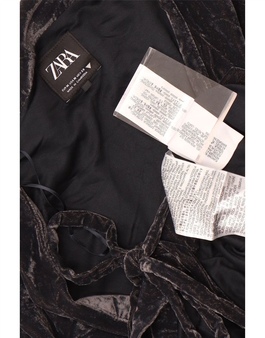 Zara Womens Wrap Velour Cardigan Top Reino Unido 14 Médio Preto Poliéster