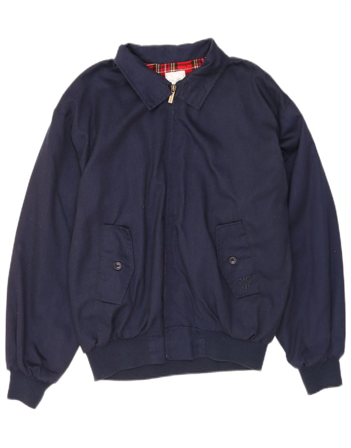 Jaqueta bomber masculina vintage UK 36 poliéster azul marinho pequeno