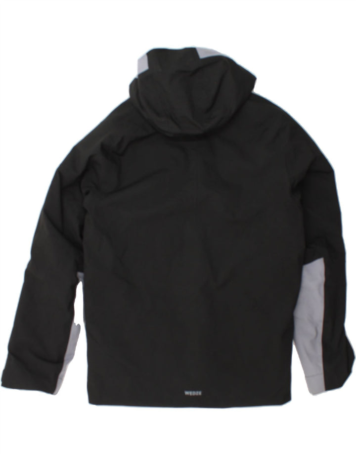 DECATHLON Mens Hooded Padded Jacket UK 38 Medium Black Colourblock Vintage Decathlon and Second-Hand Decathlon from Messina Hembry 