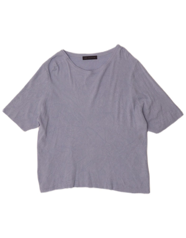 Camiseta feminina Marks & Spencer UK 24 4XL azul viscose