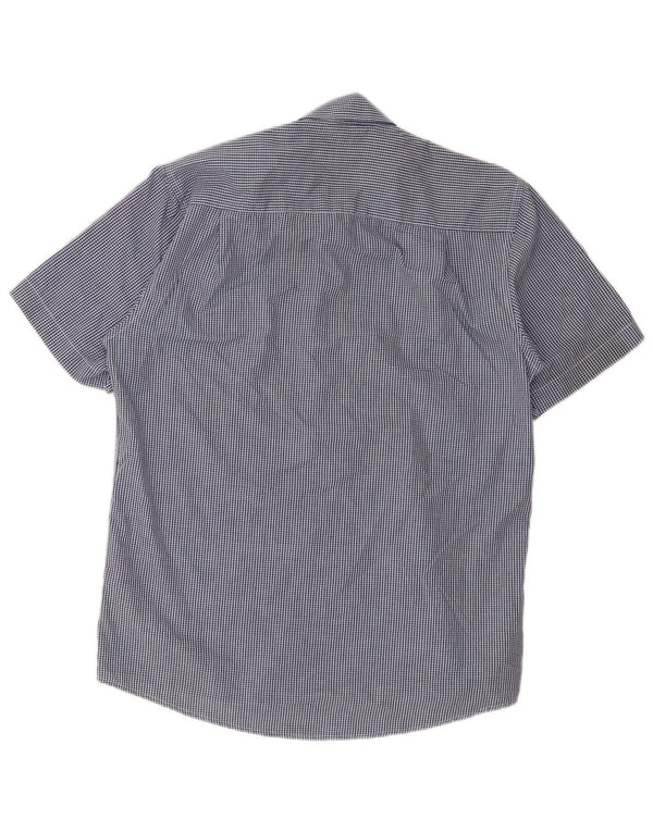 Pierre Cardin Camisa masculina de manga curta grande poliéster azul guingão