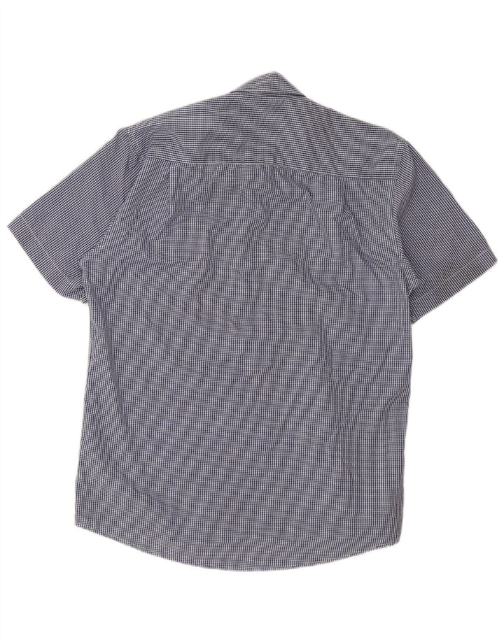 Pierre Cardin Camisa masculina de manga curta grande poliéster azul guingão