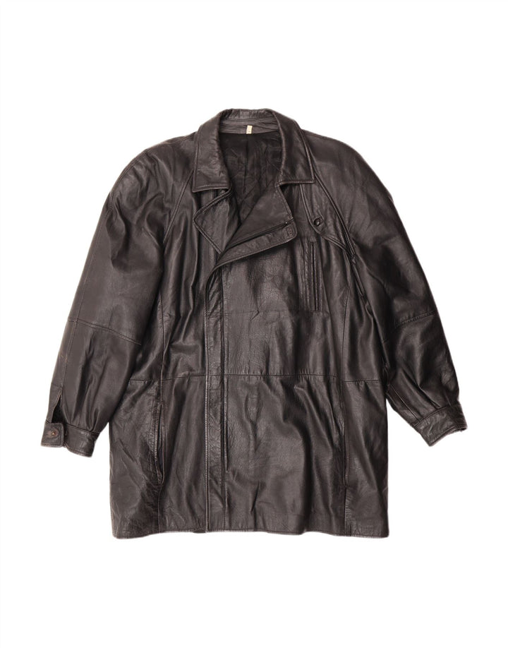Casaco de couro masculino VINTAGE IT 50 grande preto