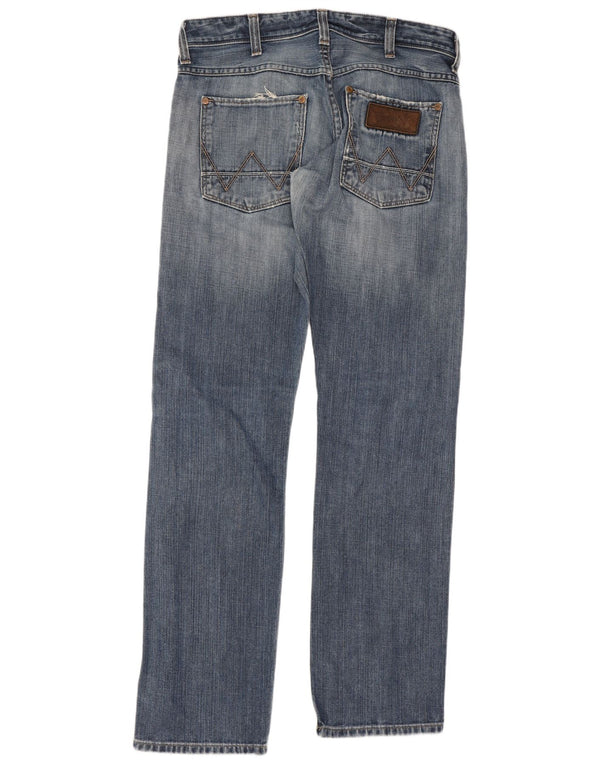 Wrangler feminino Crank Straight Jeans W32 L34 azul algodão