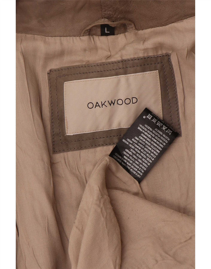 Jaqueta de couro feminina Oakwood UK 14 grande cinza