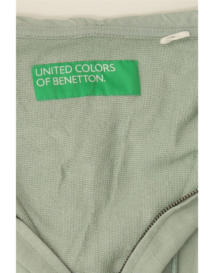 BENETTON Mens Zip Hoodie Sweater Medium Green Cotton Vintage Benetton and Second-Hand Benetton from Messina Hembry 