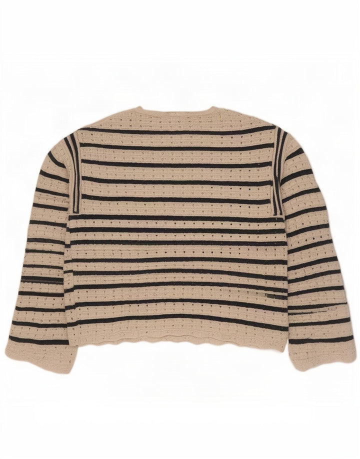 Suéter feminino Marks & Spencer com gola redonda e listrado branco médio UK 12