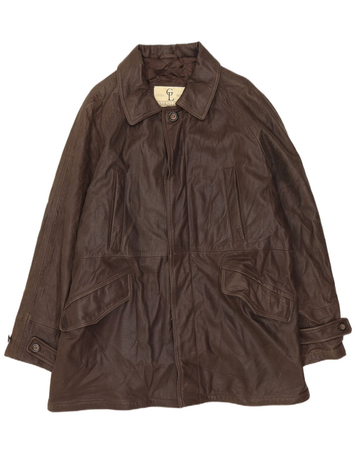 Jaqueta de couro masculina GREEN LEAVES IT 50 grande couro marrom