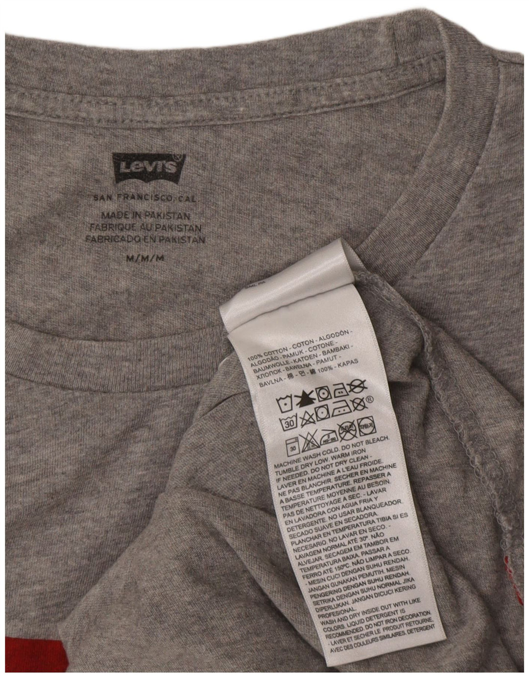 Camiseta gráfica masculina Levi's Top algodão manchado cinza médio