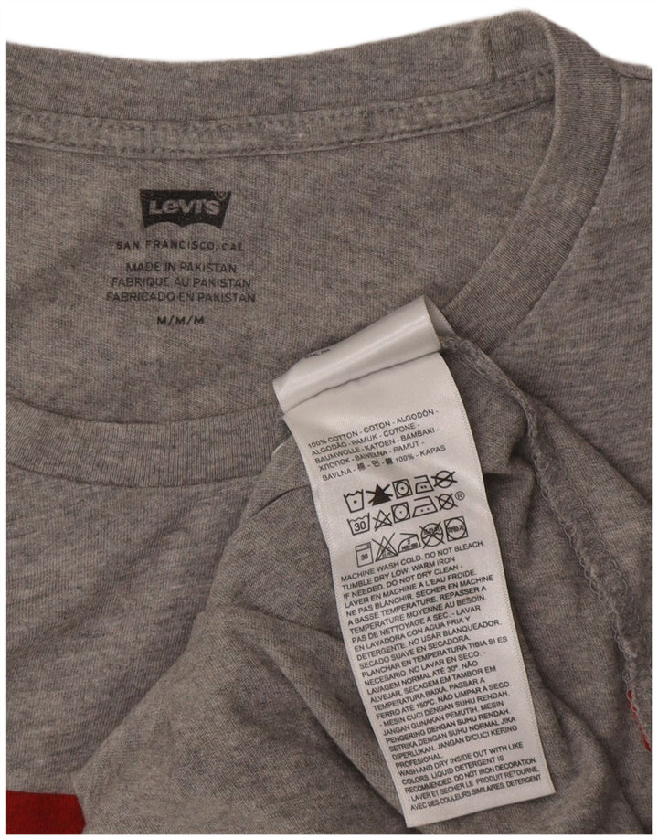 Camiseta gráfica masculina Levi's Top algodão manchado cinza médio