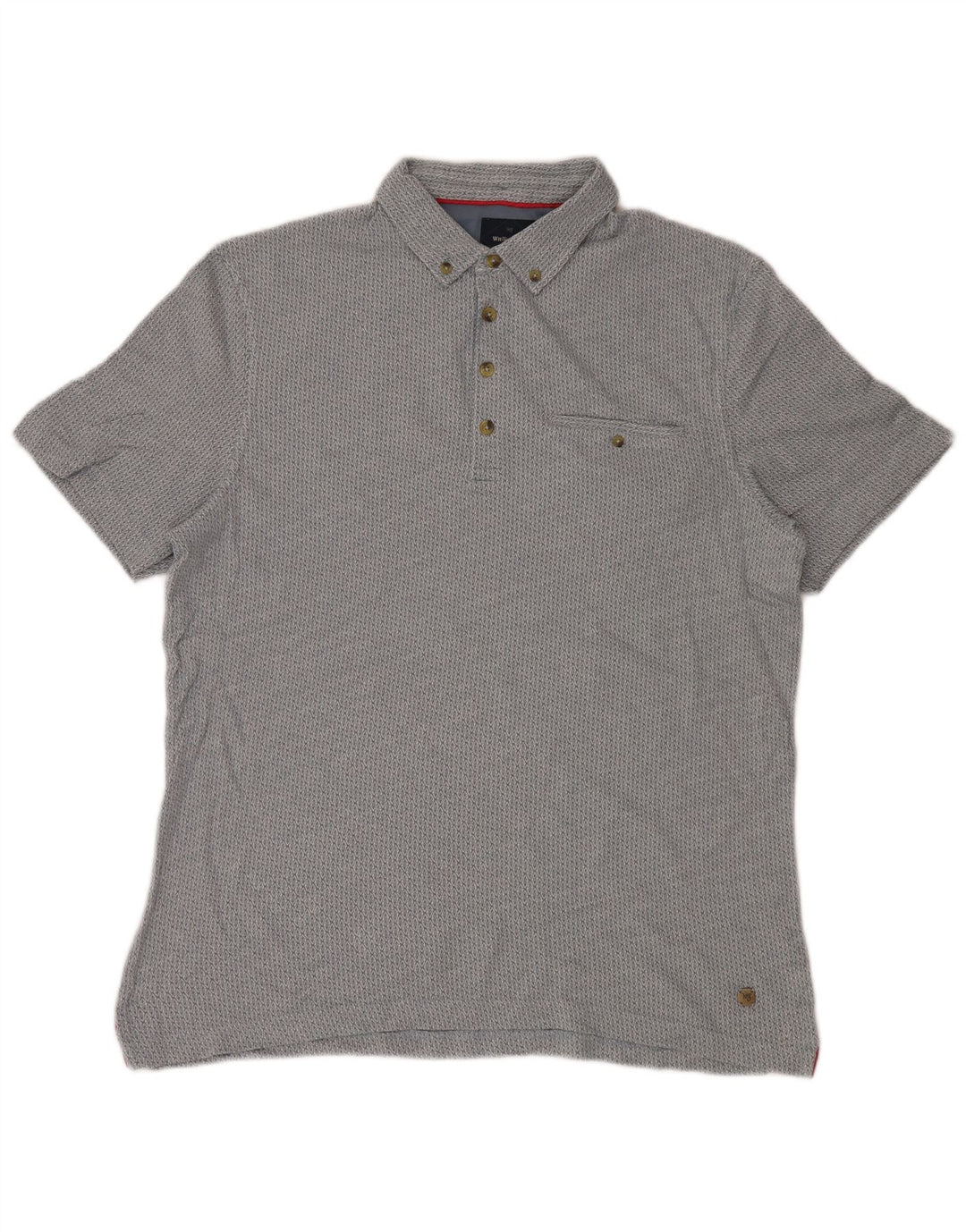 Camisa polo masculina branca grande algodão Ikat azul