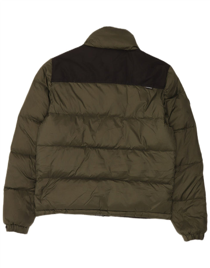 Jaqueta acolchoada masculina Superdry UK 38 Medium Khaki Colourblock Nylon