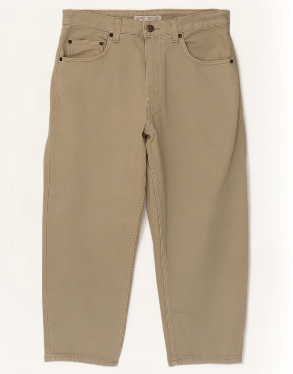 Calça jeans masculina Zara cintura alta cortada UE 42 grande W32 L24 cáqui