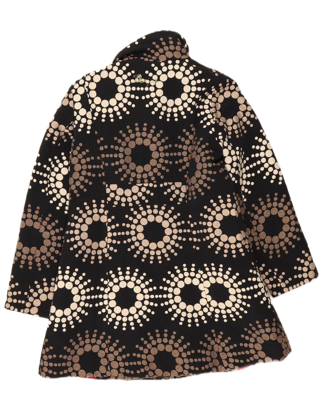 Sobretudo feminino Desigual EU 44 XL preto geométrico poliéster