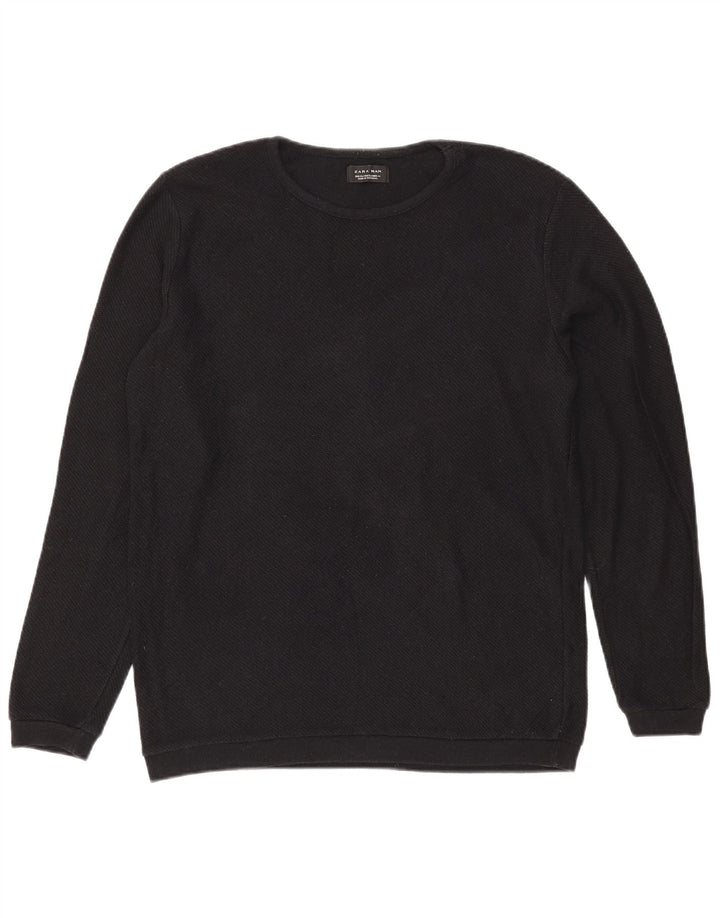 Zara Suéter masculino com gola redonda XL preto poliéster
