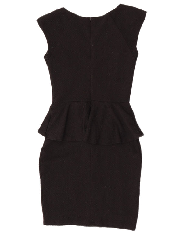 Vestido feminino Lipsy Peplum UK 8 pequeno poliéster preto