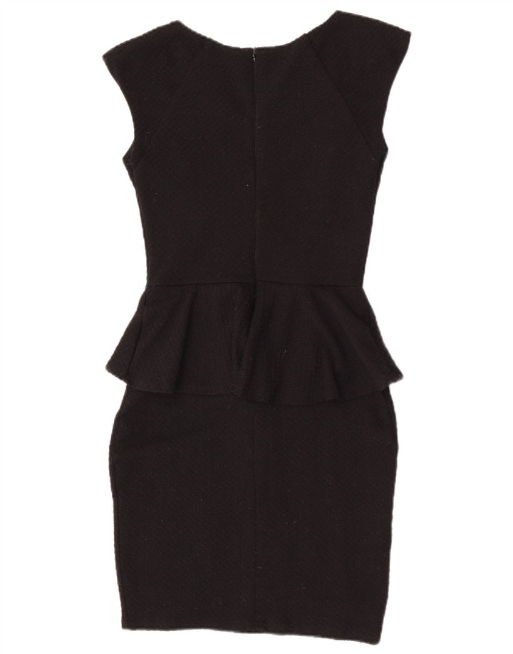 Vestido feminino Lipsy Peplum UK 8 pequeno poliéster preto