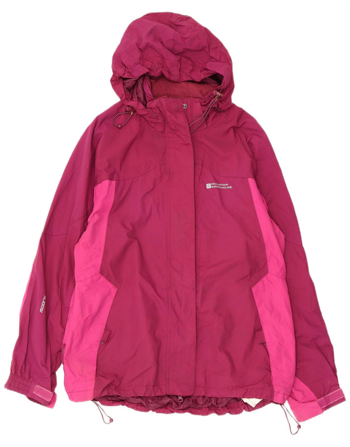 Jaqueta de chuva feminina com capuz Mountain Warehouse Reino Unido 14 grande bloco colorido rosa