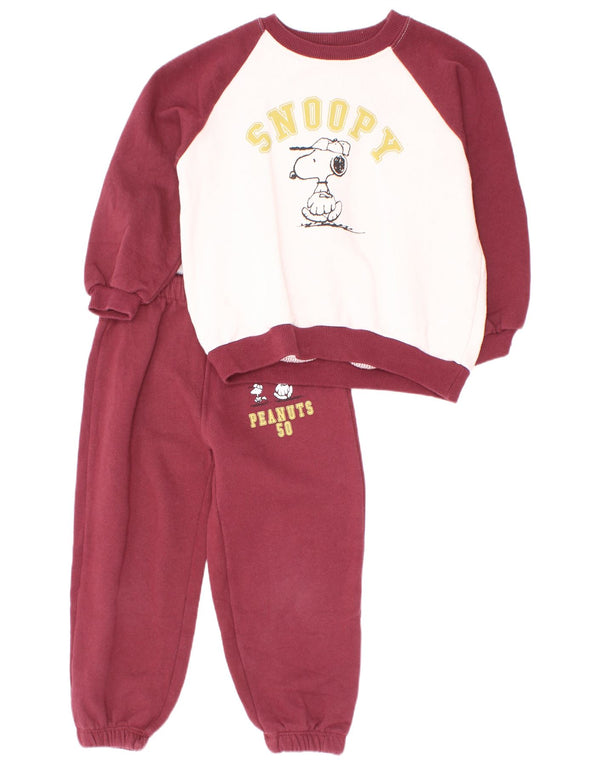 Zara Boys Graphic Full Tracksuit 5-6 Anos Borgonha Colorblock Algodão