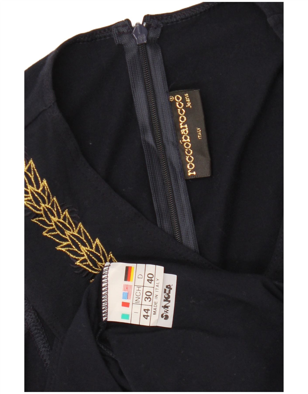 Blusa feminina sem mangas ROCCOBAROCCO Top IT 44 Médio Azul Marinho Floral