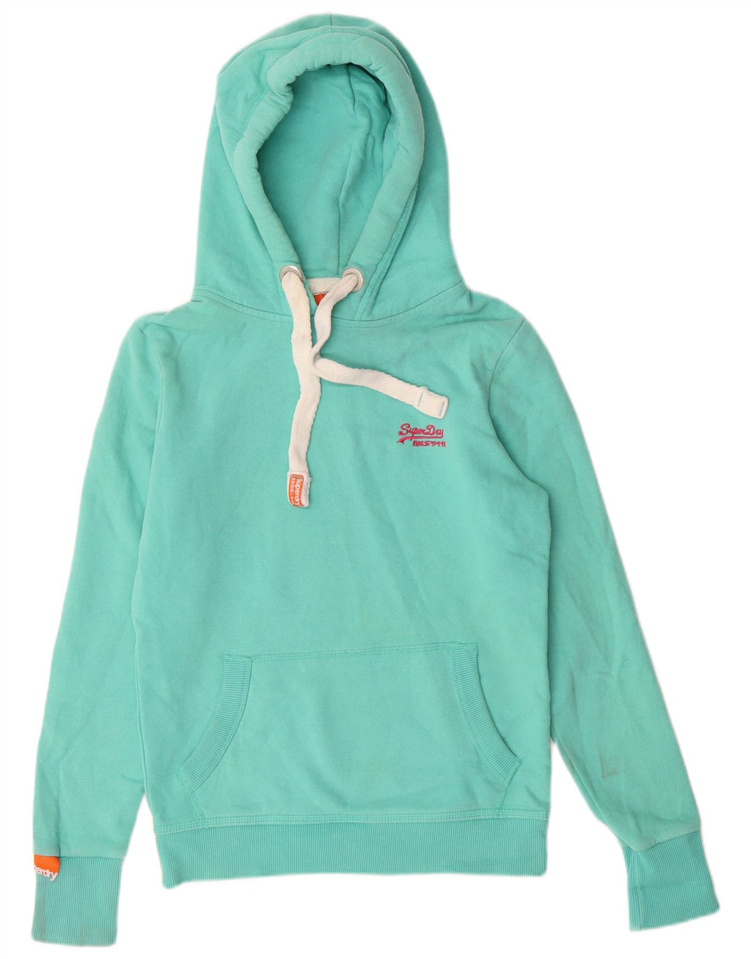Suéter com capuz feminino Superdry UK 12 algodão turquesa médio