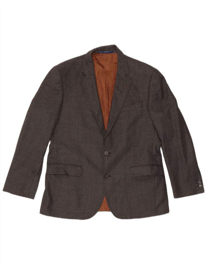 Jaqueta blazer masculina de 2 botões Marks & Spencer Reino Unido 42 grande lã xadrez cinza