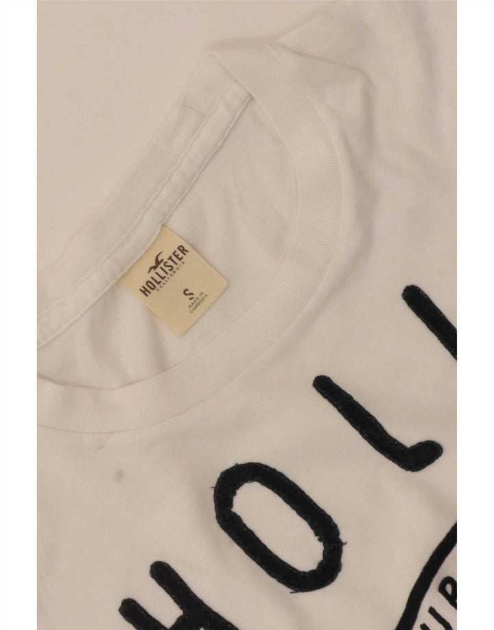 Hollister Camiseta masculina gráfica top pequeno branco