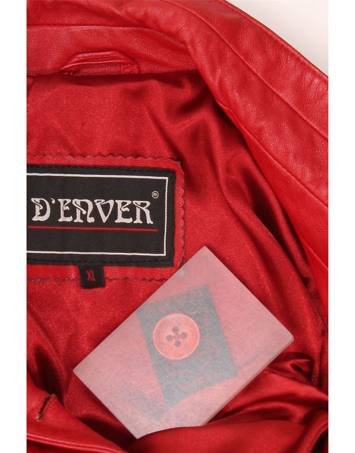 Casaco de couro feminino D'Enver UK 18 XL couro vermelho