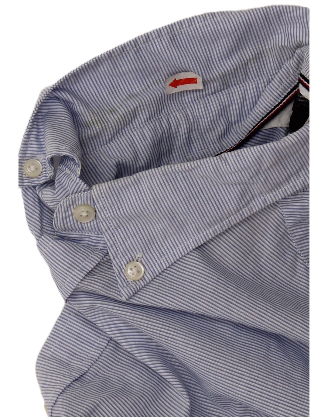 Camisa masculina Tommy Hilfiger Slim Fit de algodão listrado azul médio
