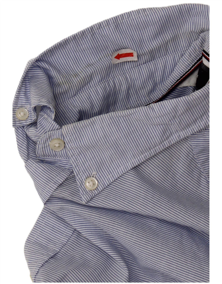 Camisa masculina Tommy Hilfiger Slim Fit de algodão listrado azul médio