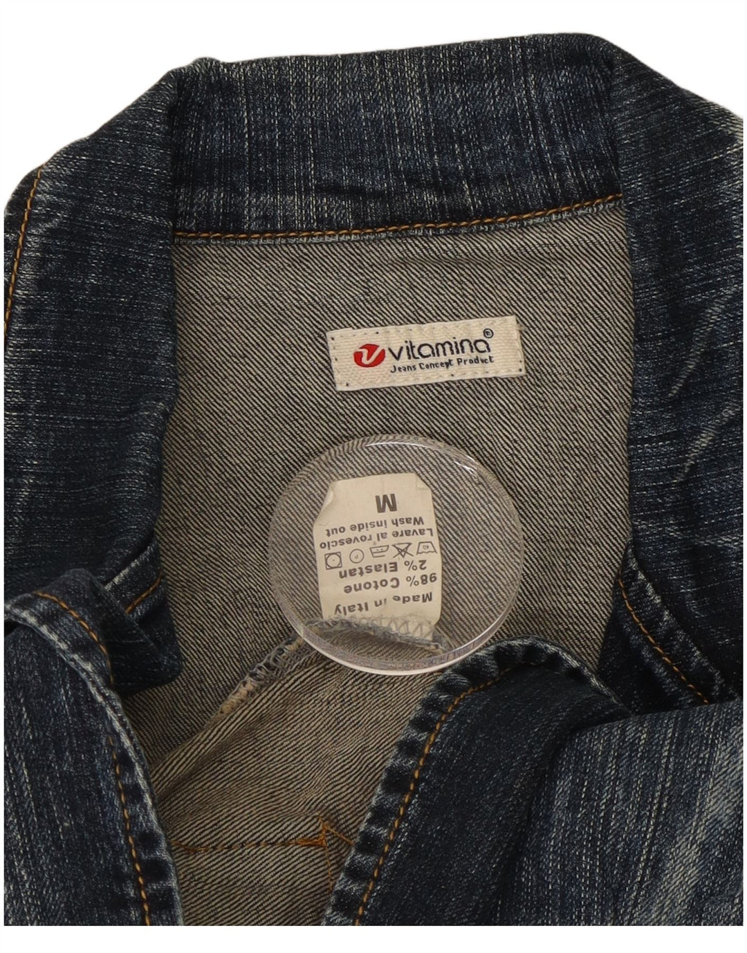 Jaqueta blazer jeans feminina Vitamina com 1 botão Reino Unido 14 algodão azul médio