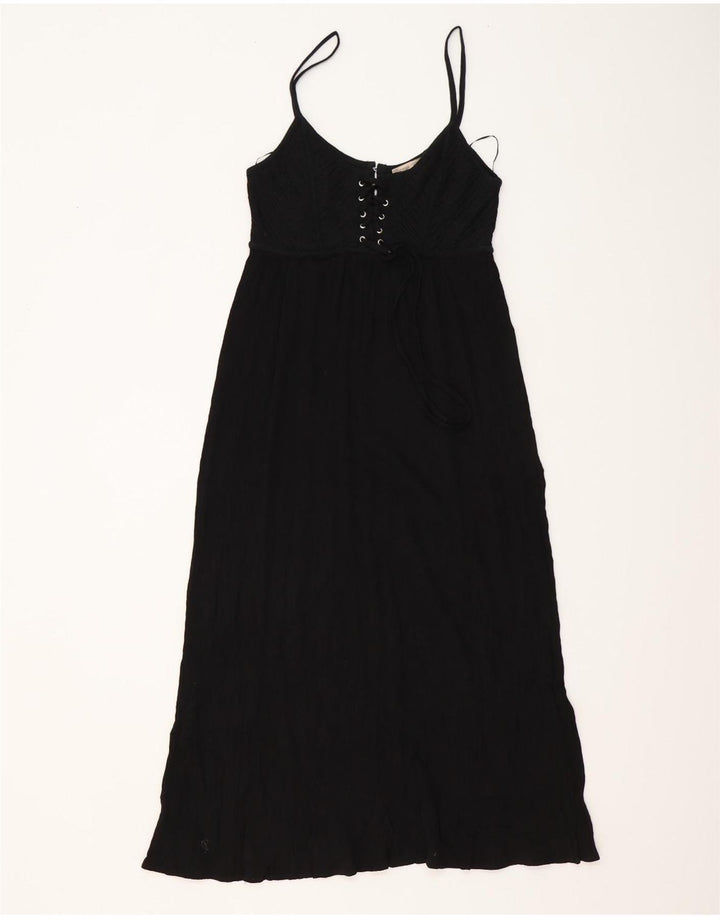 Zara Womens Maxi Sundress UK 12 Médio Algodão Preto