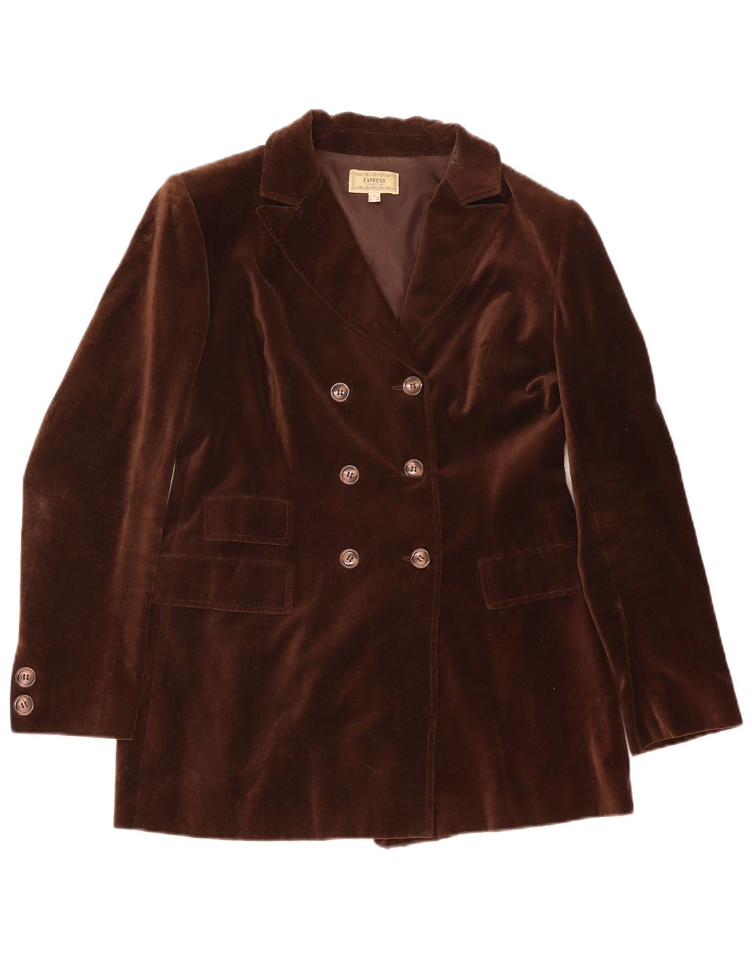Express Womens Double Breasted Velvet Blazer Jacket Reino Unido 14 Grande Marrom